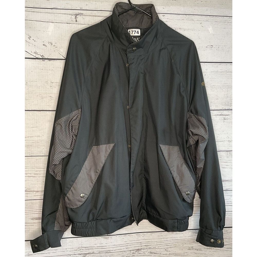 FootJoy DryJoys Mens Golf Rain Jacket Black Houndstooth Full Zip Size M NEW
